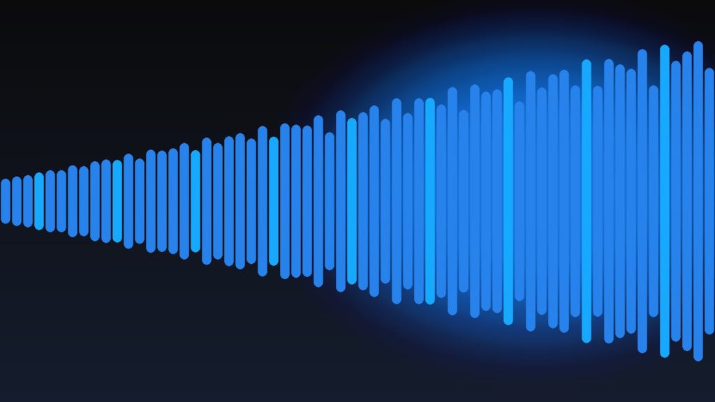 Rising blue audio waveform illustrating voiceover pricing